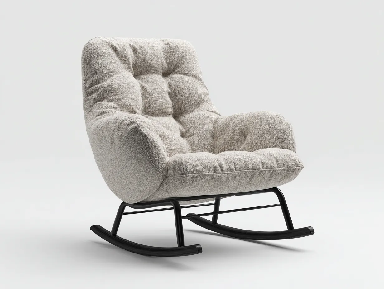 Mecedoras tapizada tela 95x80x100 cm beige-negro diseño moderno descanso salón dormitorio-Nookgetden