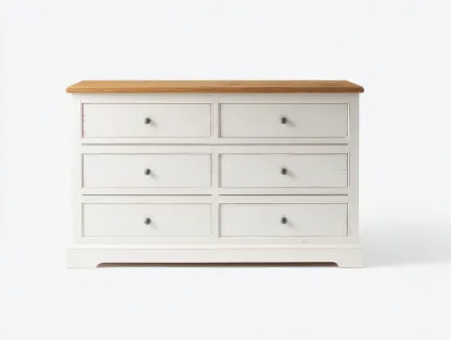 Cómodas de madera 120x45x85 cm - blanco y marrón - diseño clásico con 6 cajones-Nookgetden