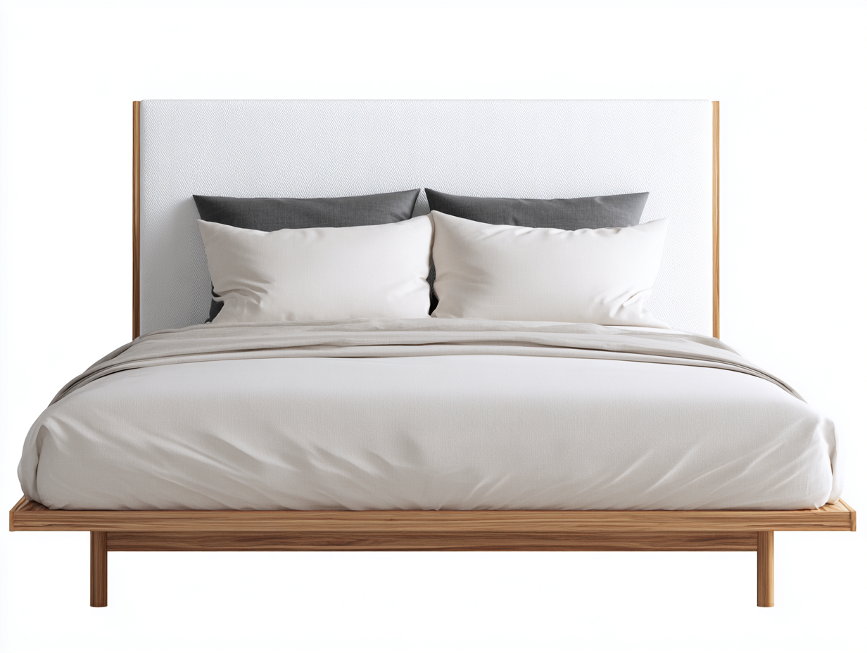 Camas dobles de madera 200x160x95 cm - roble claro y beige - diseño moderno para dormitorio-Nookgetden