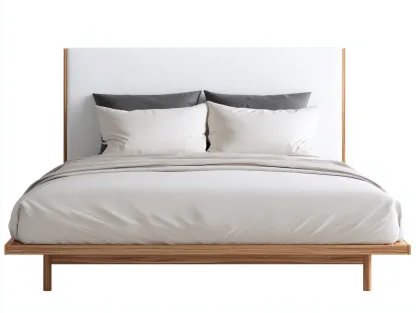 Camas dobles de madera 200x160x95 cm - roble claro y beige - diseño moderno para dormitorio-Nookgetden