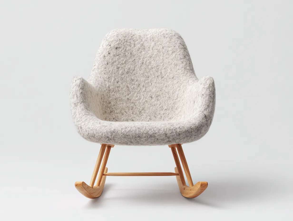 Mecedoras tapizadas de tela con base de madera 85x70x90 cm - beige-marrón - diseño moderno-Nookgetden