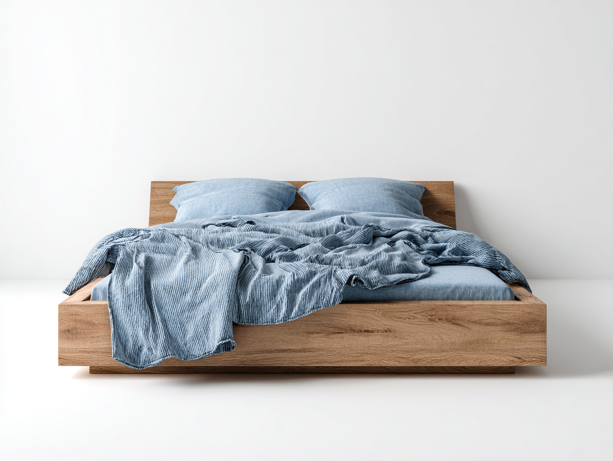 Camas dobles de madera 205x165x90 cm - roble natural - diseño moderno para dormitorio-Nookgetden