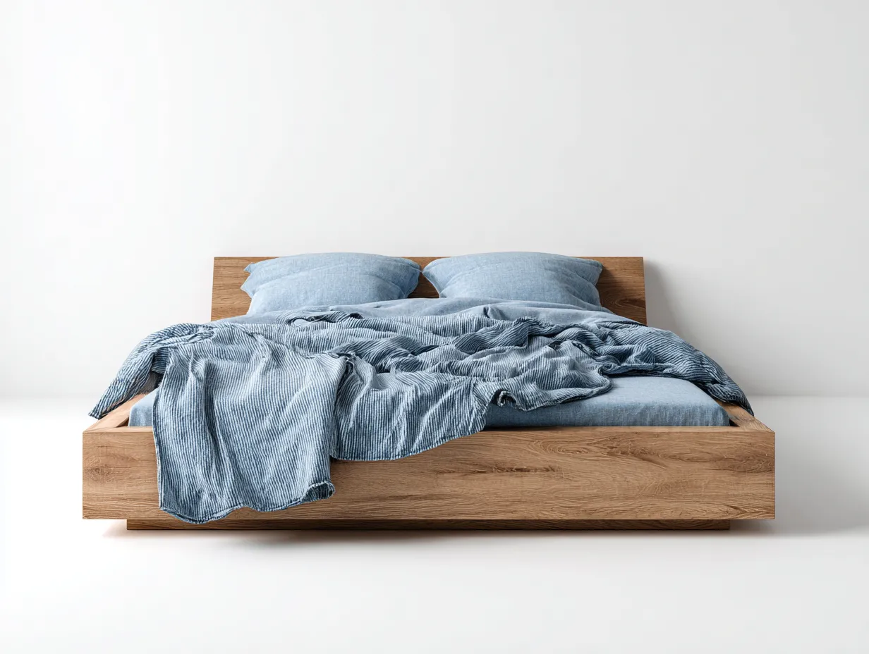 Camas dobles de madera 205x165x90 cm - roble natural - diseño moderno para dormitorio-Nookgetden