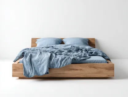 Camas dobles de madera 205x165x90 cm - roble natural - diseño moderno para dormitorio-Nookgetden