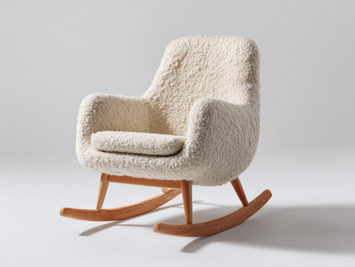 Mecedoras tapizada tela 92x75x98 cm beige-madera diseño moderno descanso salón dormitorio-Nookgetden