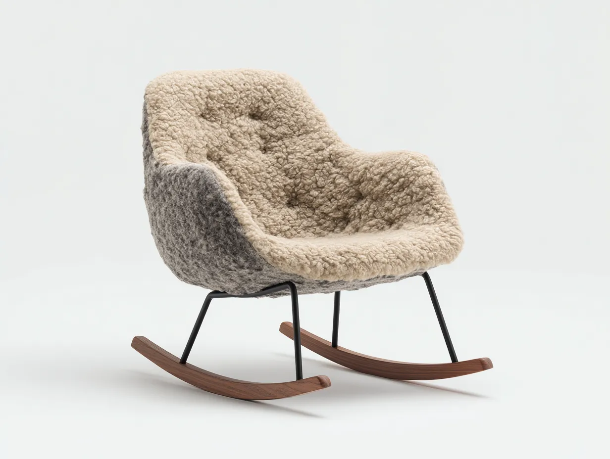 Mecedoras tapizadas de tela con base de madera y estructura metálica 88x72x90 cm - beige-gris-marrón-negro - diseño moderno-Nookgetden