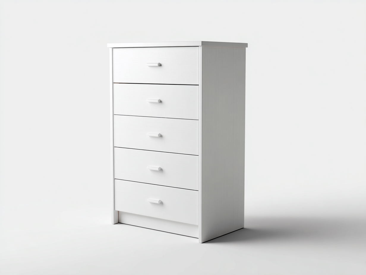 Cómodas de madera 60x40x100 cm - blanco - diseño moderno con 5 cajones-Nookgetden