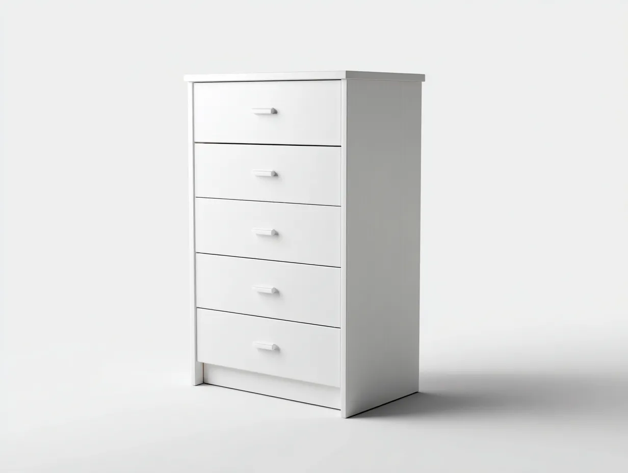 Cómodas de madera 60x40x100 cm - blanco - diseño moderno con 5 cajones-Nookgetden