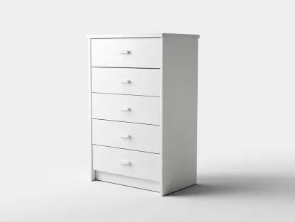 Cómodas de madera 60x40x100 cm - blanco - diseño moderno con 5 cajones-Nookgetden