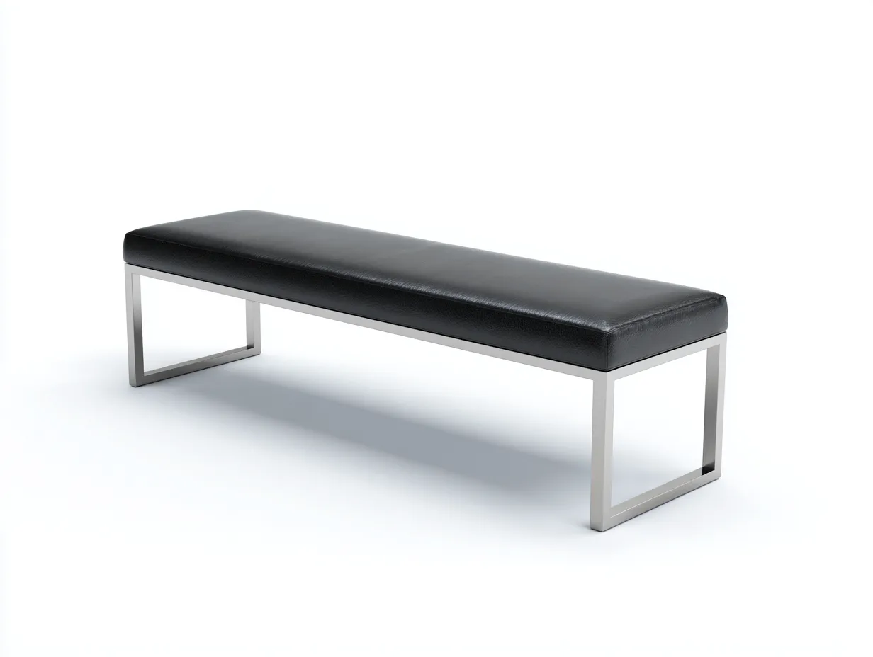 Panca imbottita con struttura in metallo 160x40x45 cm - nero e argento - design moderno contemporaneo-Nestgoshop