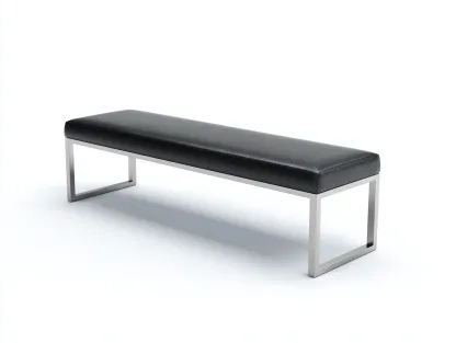 Panca imbottita con struttura in metallo 160x40x45 cm - nero e argento - design moderno contemporaneo-Nestgoshop