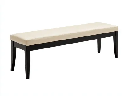 Panca imbottita con struttura in legno 160x40x45 cm - avorio e nero - design moderno essenziale-Nestgoshop