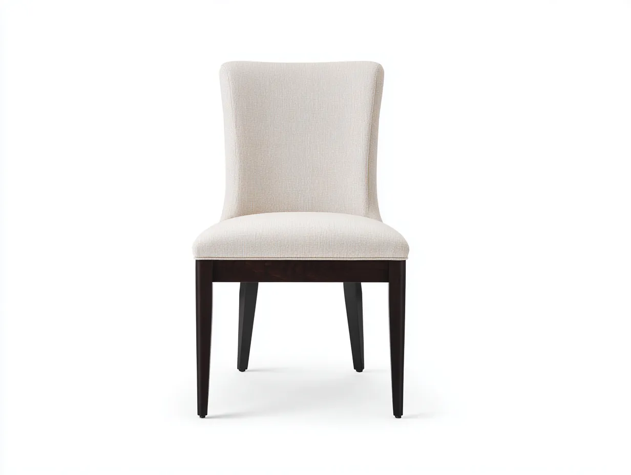 Sedia da pranzo imbottita in tessuto 50x48x92 cm - beige chiaro - struttura in legno scuro-Nestgoshop