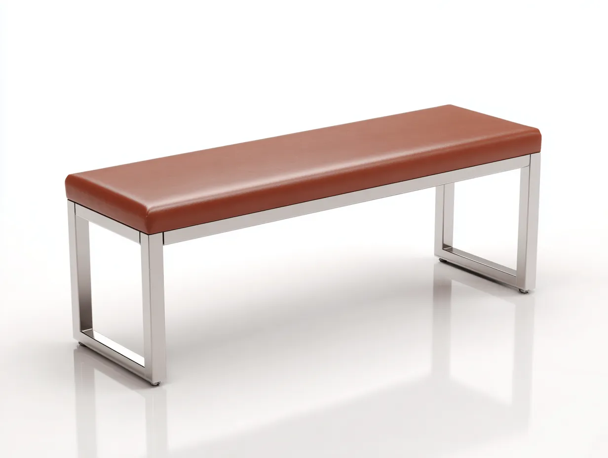 Panca imbottita con struttura in metallo 160x40x45 cm - marrone e argento - design moderno minimalista-Nestgoshop
