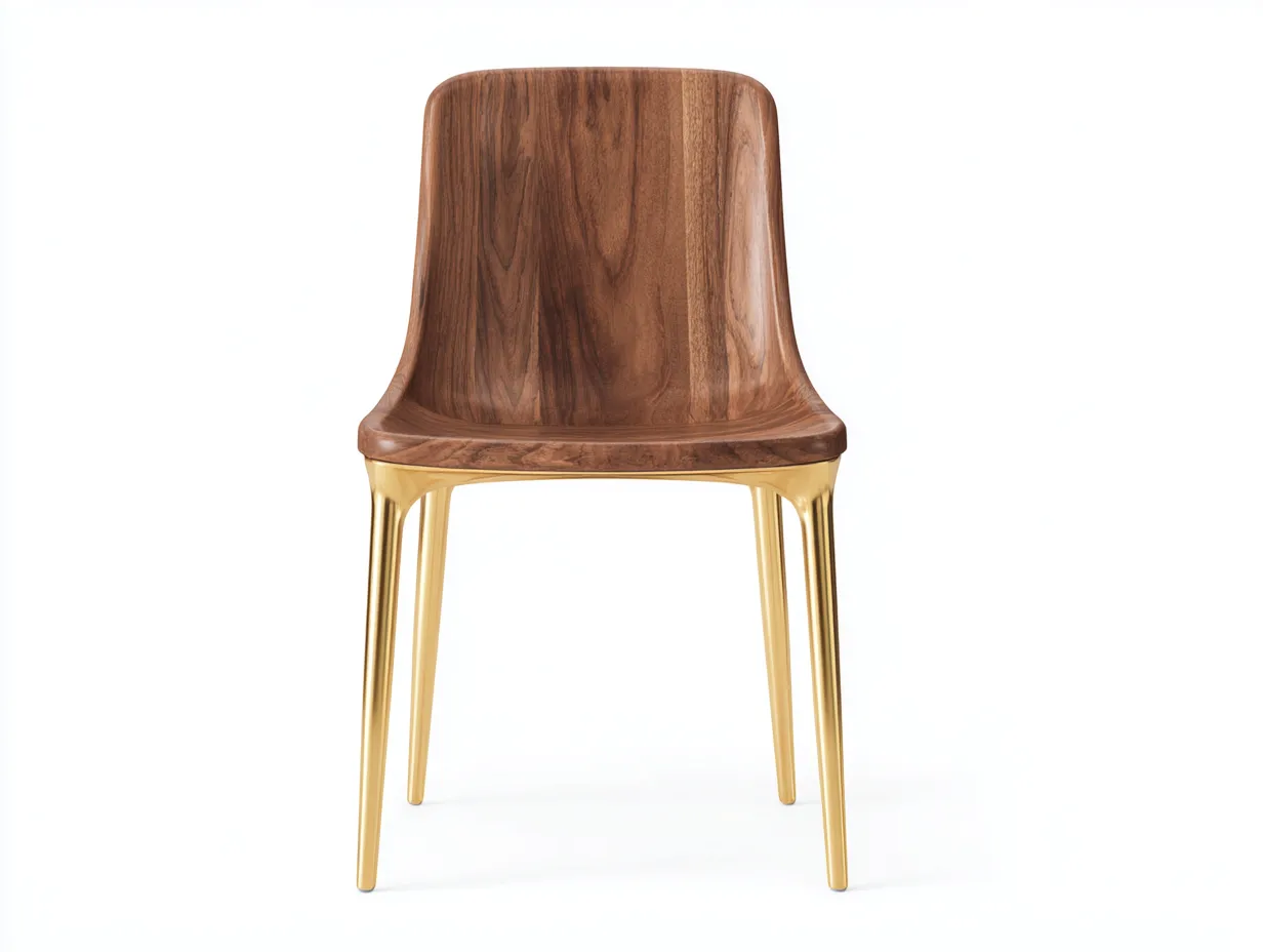 Sedia da pranzo in legno e metallo 55x50x85 cm - noce e oro - design moderno elegante-Nestgoshop