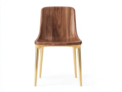 Sedia da pranzo in legno e metallo 55x50x85 cm - noce e oro - design moderno elegante-Nestgoshop
