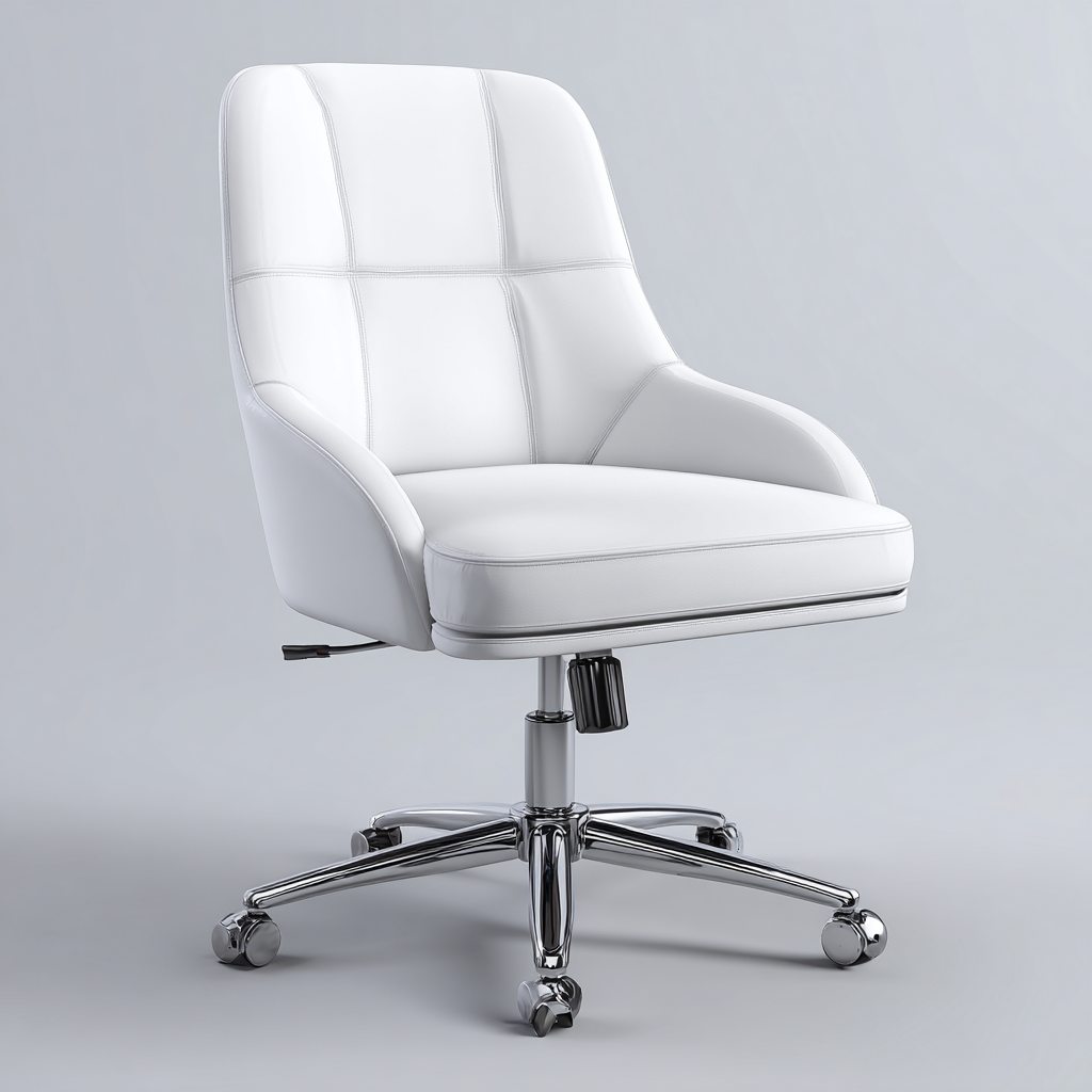 Sedia da ufficio rivestimento in similpelle imbottita con braccioli 65x62x112 cm - bianco - design moderno per ufficio-Denmynest