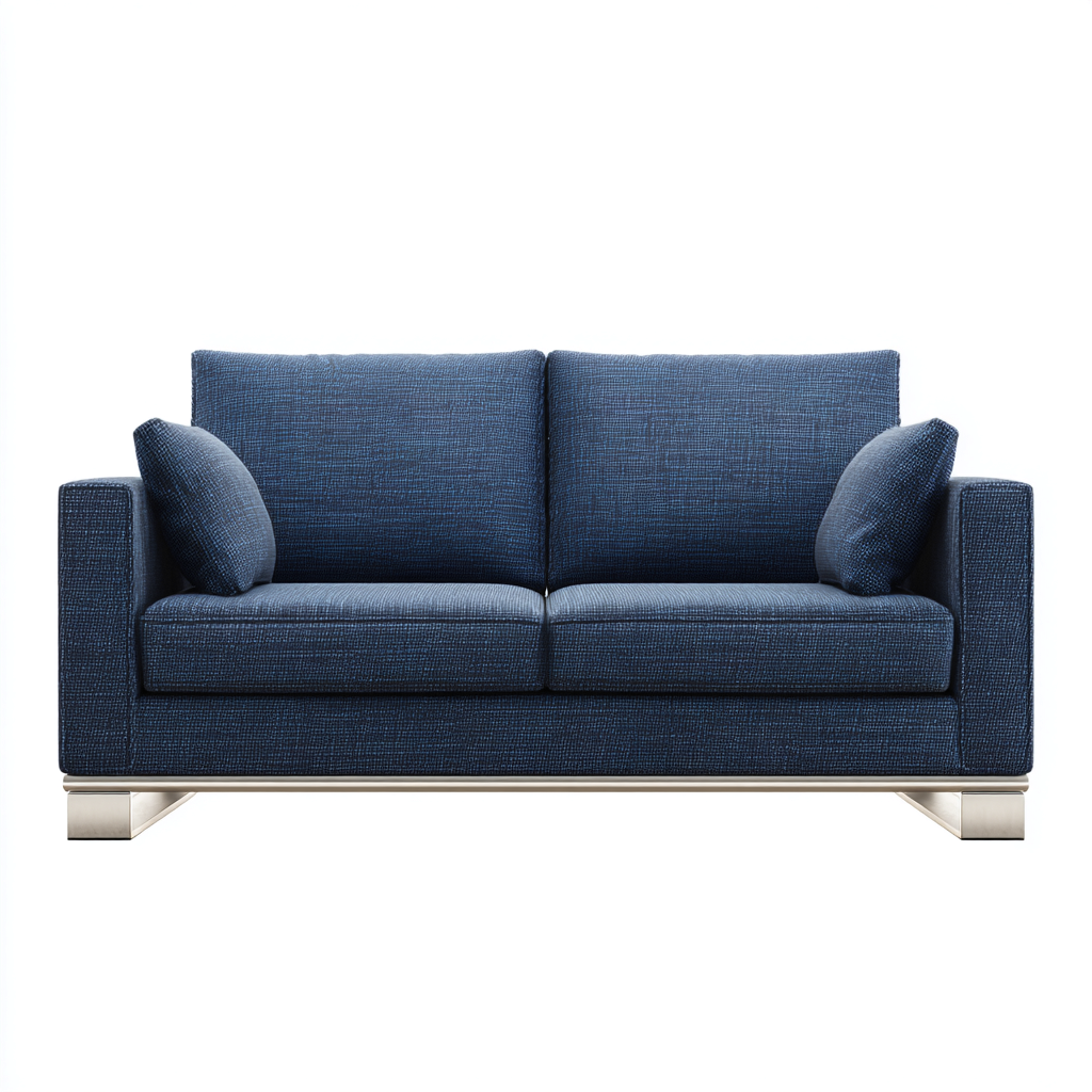 Divano lineare in tessuto 190x88 cm - blu - per soggiorno - design moderno-Denmynest