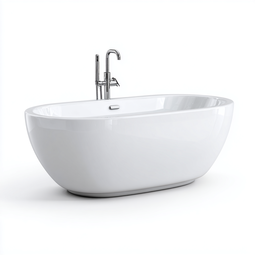 Vasca da bagno freestanding in acrilico 170x75x58 cm - bianco - design moderno per bagno-Denmynest