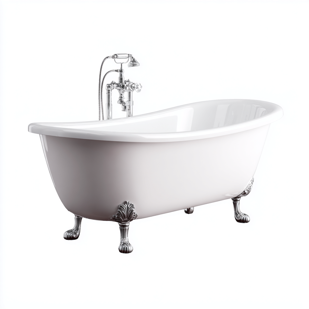 Vasca da bagno freestanding in acrilico 170x75x65 cm - bianco - stile classico per bagno-Denmynest