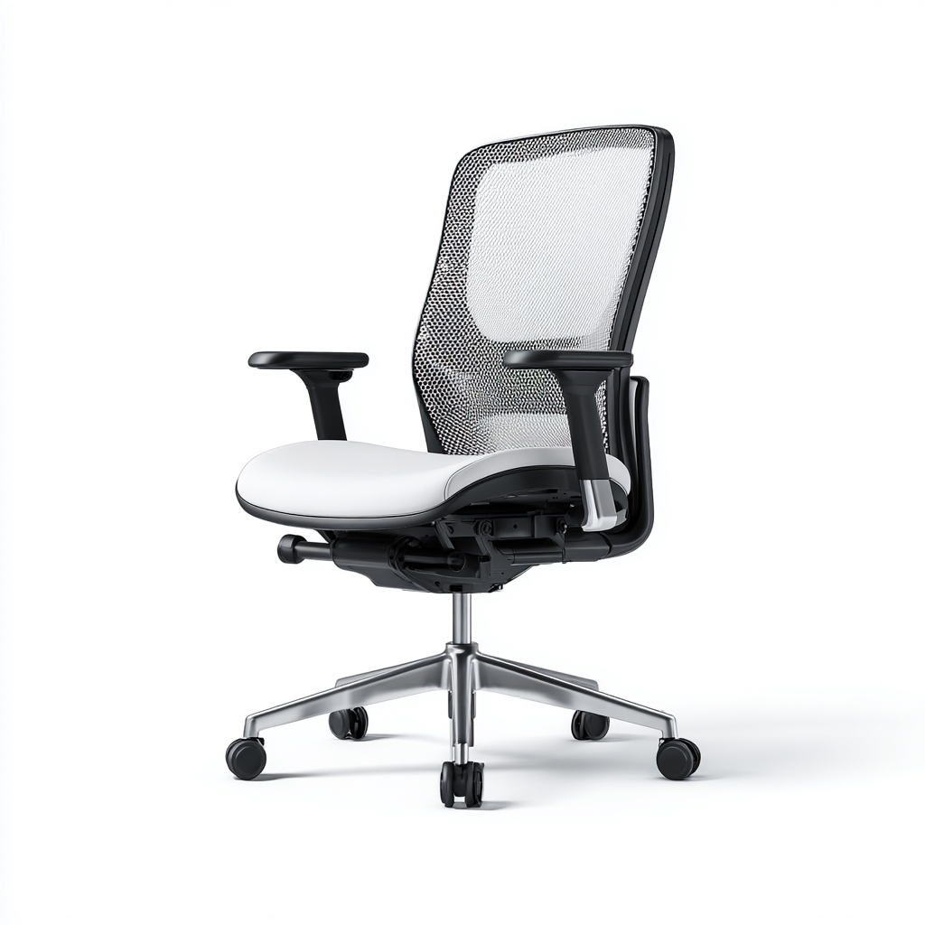 Sedia da ufficio schienale in rete traspirante seduta imbottita 60x60x110 cm - bianco - nero - design moderno per ufficio-Denmynest