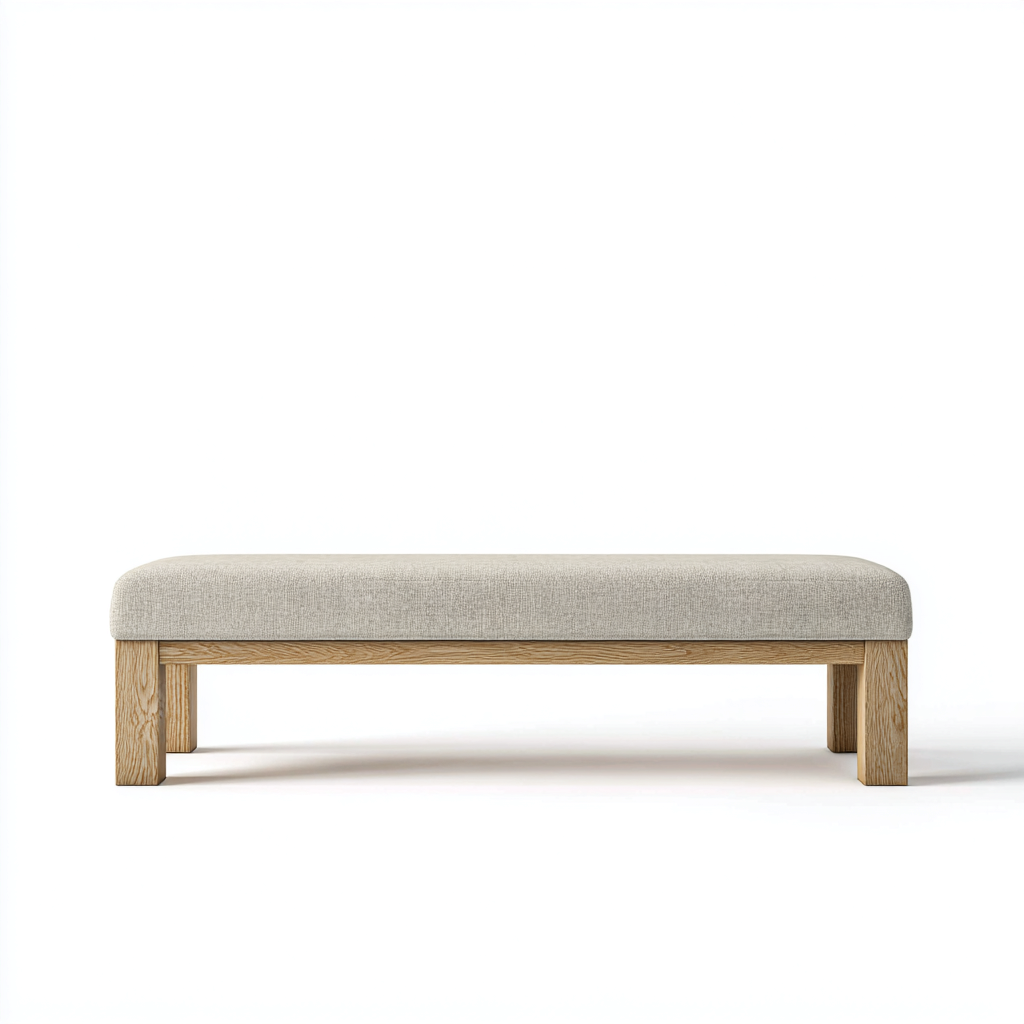 Panca da ingresso imbottita in tessuto con struttura in legno 100x40x45 cm - beige - naturale - adatta all'ingresso - design essenziale-Denmynest