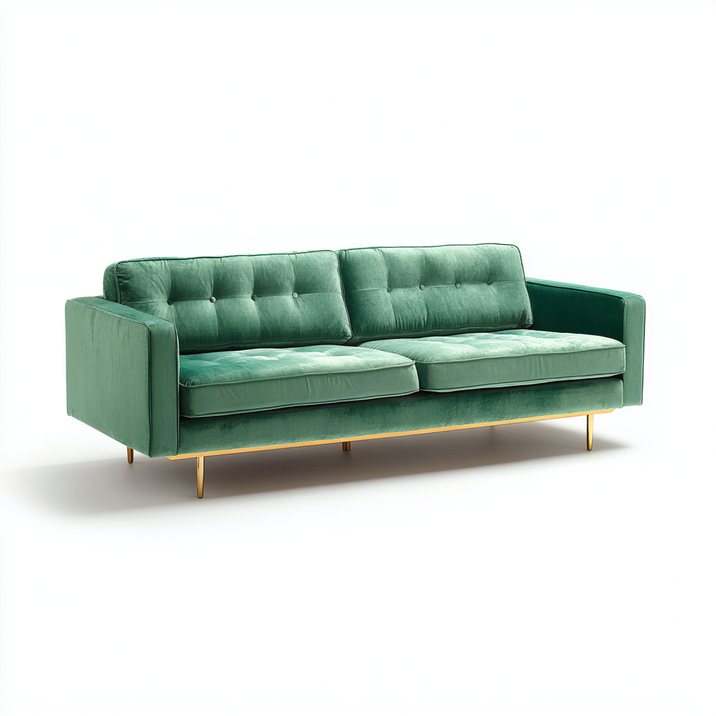 Divano lineare in velluto 195x85 cm - verde - per soggiorno - stile moderno-Denmynest