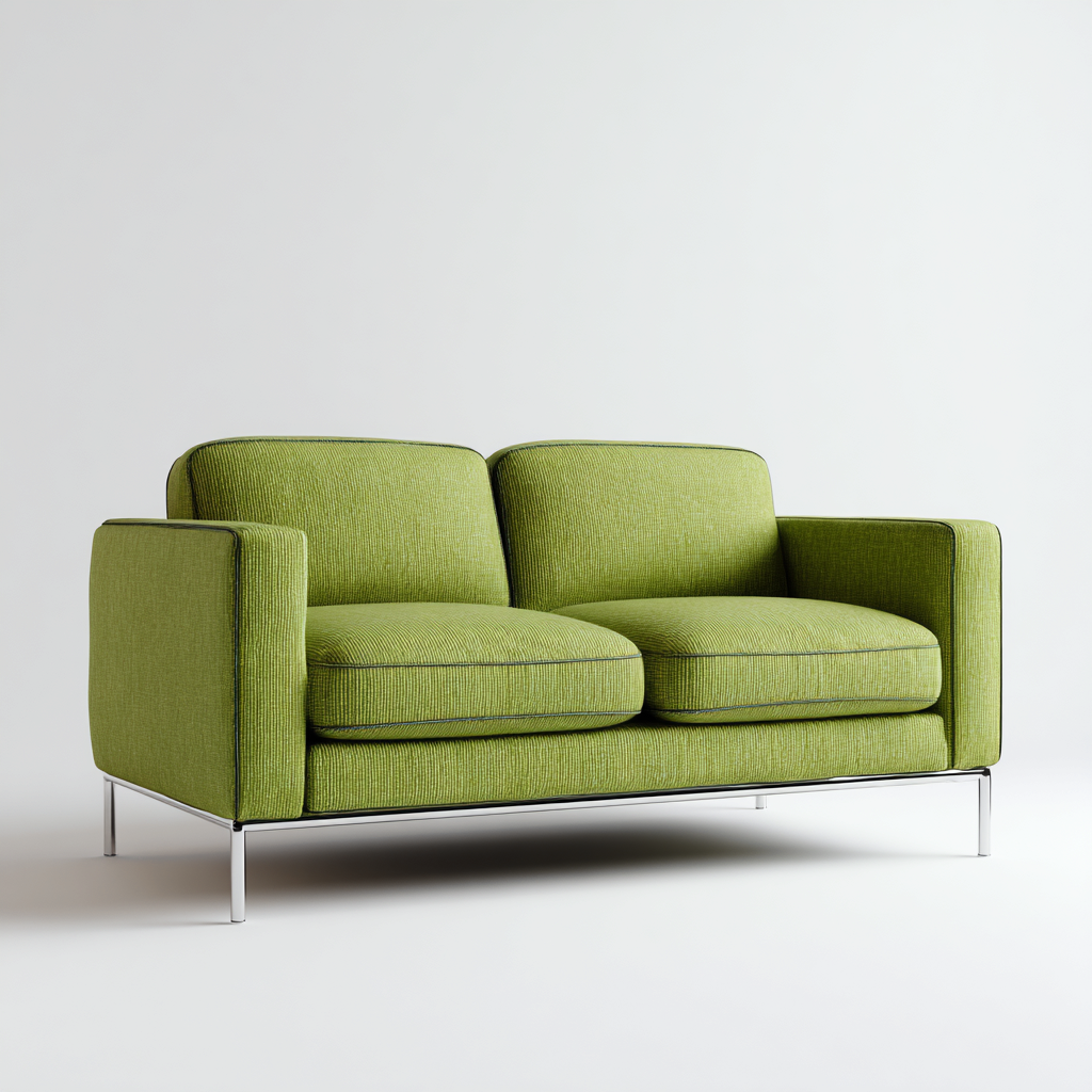 Divano lineare in tessuto 165x85 cm - verde - per soggiorno - design moderno-Denmynest
