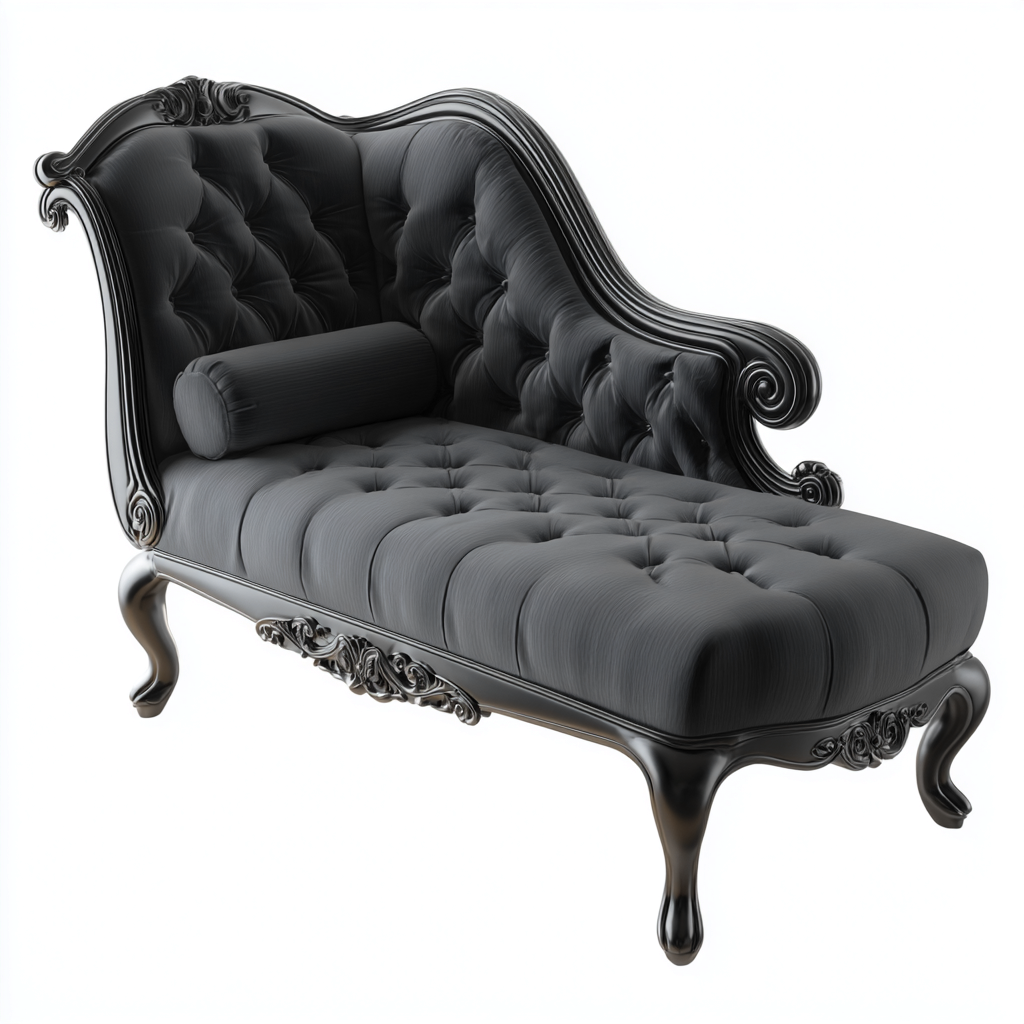 Chaise longue in tessuto 168x75x90 cm - grigio scuro - per soggiorno - stile classico-Denmynest