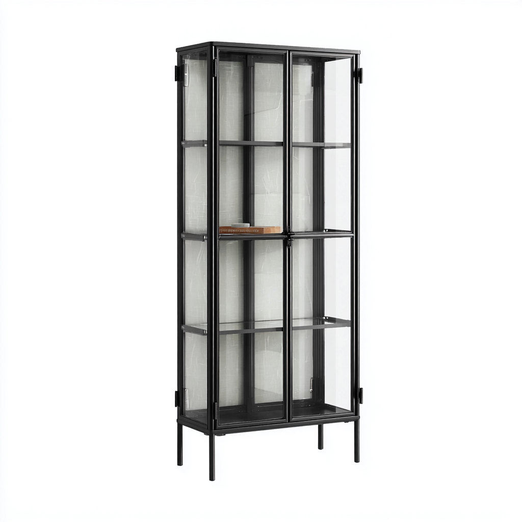 Vetrina moderna 70x38x185 cm - colore nero - per cucina-Denmynest