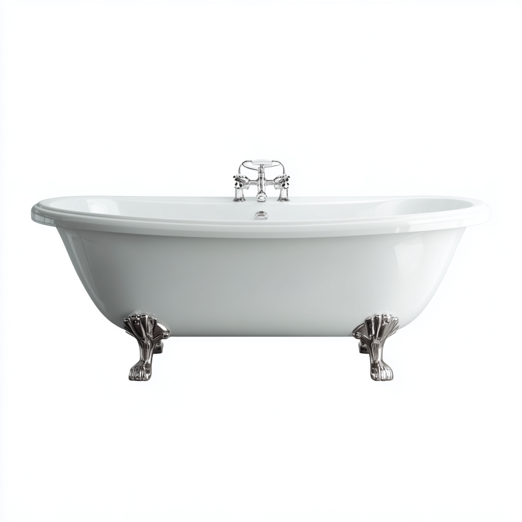 Vasca da bagno freestanding ceramica 173x75x59 cm - bianco - argento - adatta per bagno - design classico-Denmynest