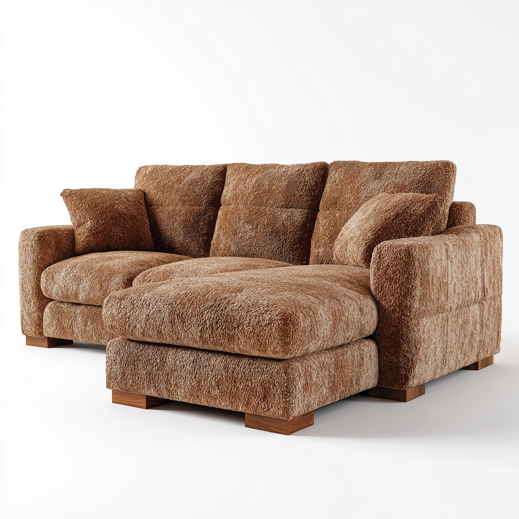 Divano angolare in tessuto 255x170x82 cm - marrone - per soggiorno - stile moderno-Denmynest