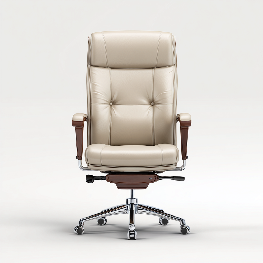 Sedia da ufficio rivestimento in similpelle imbottita 66x68x118 cm - beige - marrone - design classico per ufficio-Denmynest