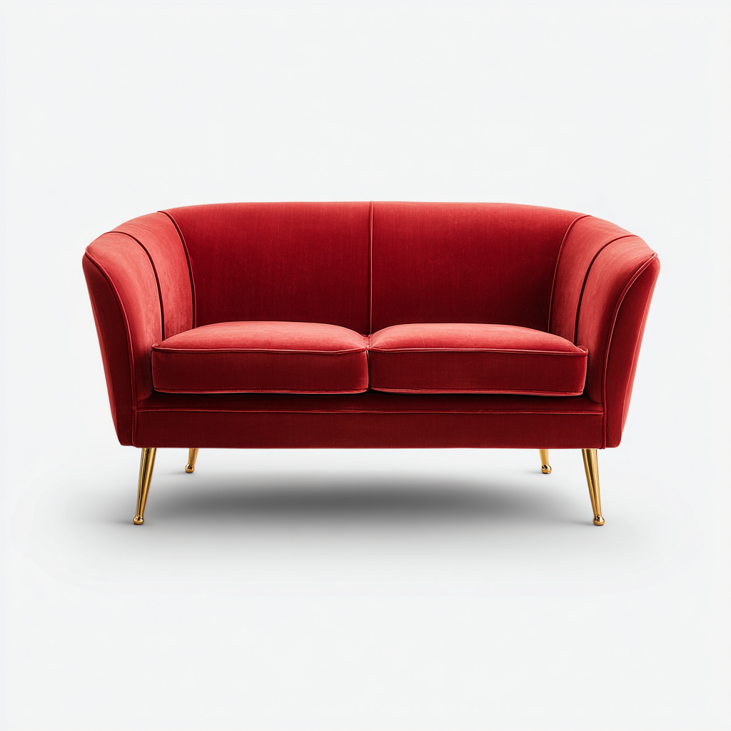 Divano lineare in velluto 140x80 cm - rosso - per soggiorno - stile moderno-Denmynest