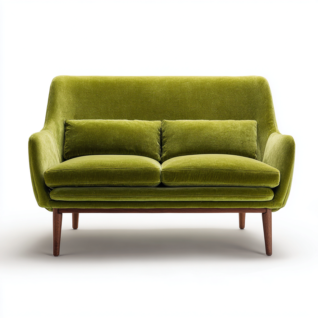 Divano lineare in velluto 175x82 cm - verde - per soggiorno - stile moderno-Denmynest