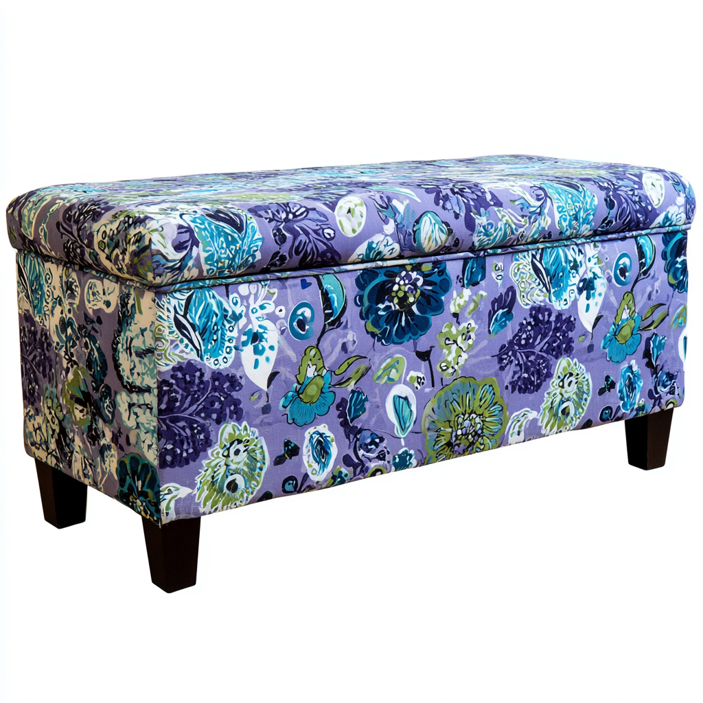 Panca per letto imbottita con contenitore in tessuto 110x40x45 cm - multicolore - per camera da letto - design decorativo-Denmynest