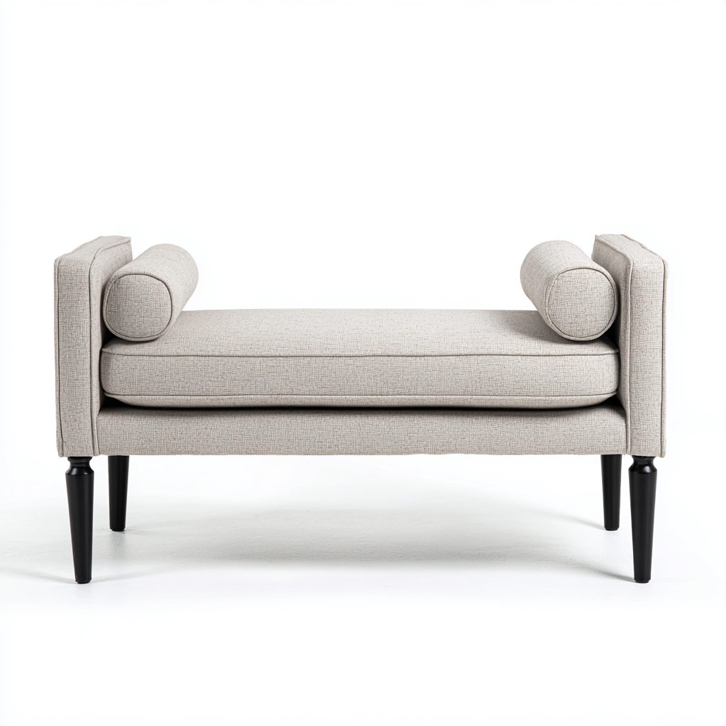 Panca per letto imbottita in tessuto 120x45x55 cm - beige chiaro - per camera da letto - stile classico-Denmynest