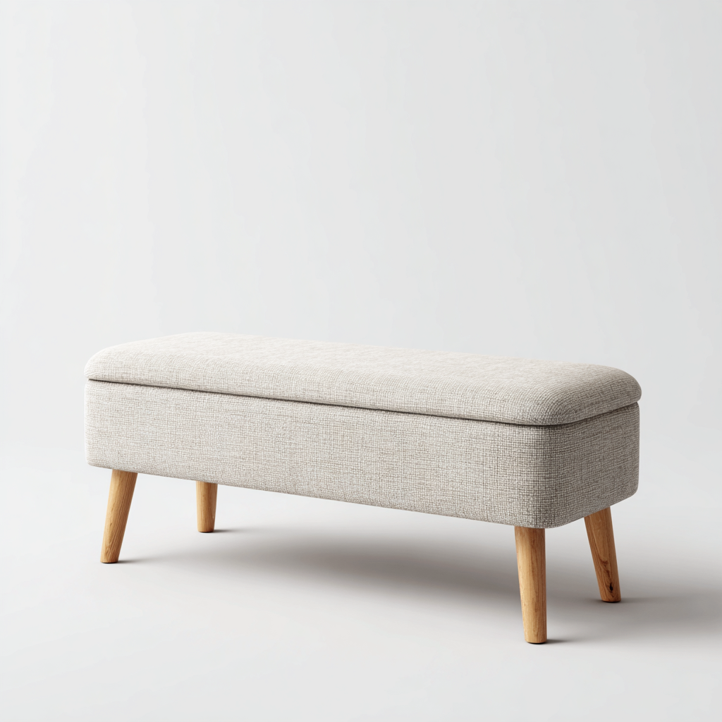 Panca per letto imbottita in tessuto 120x40x45 cm - grigio chiaro - per camera da letto - design moderno-Denmynest