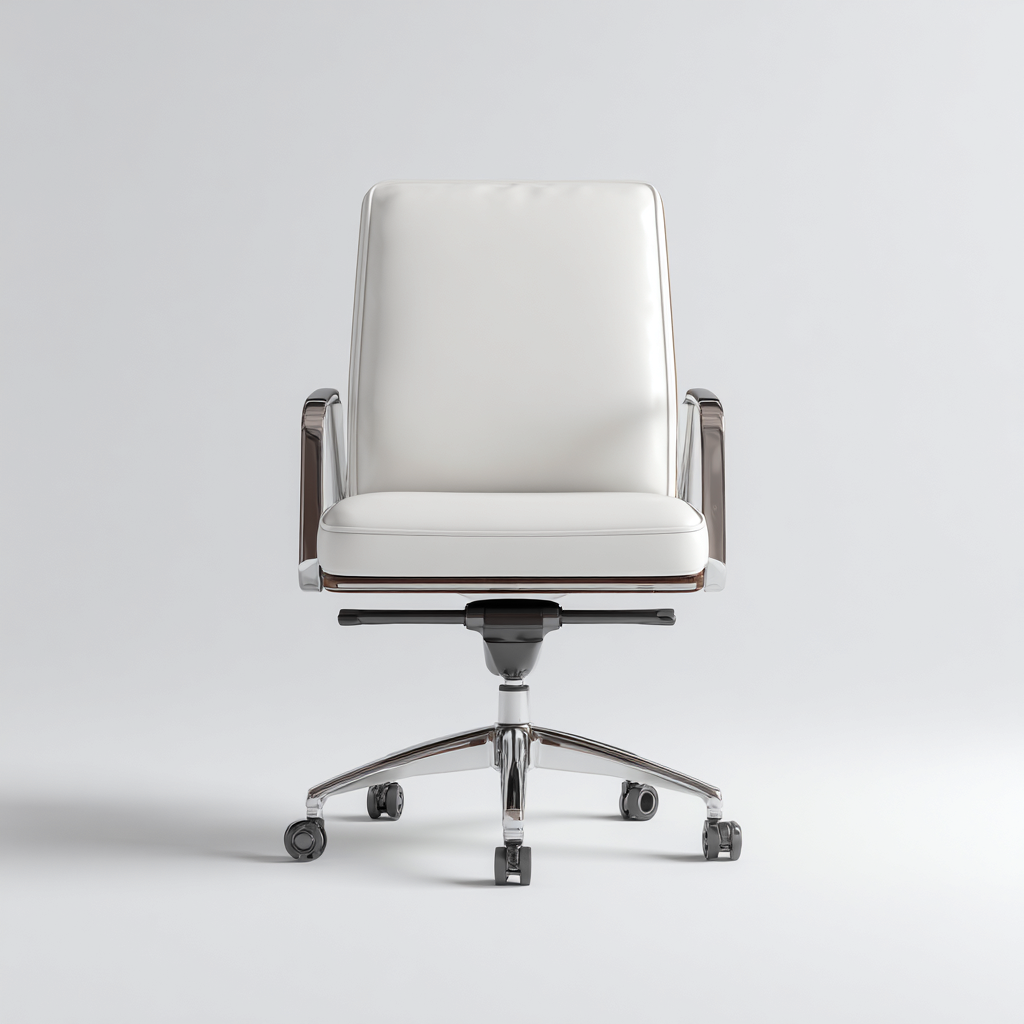 Sedia da ufficio in materiale imbottito seduta e schienale base girevole 62x58x110 cm - bianco - design moderno per ufficio-Denmynest