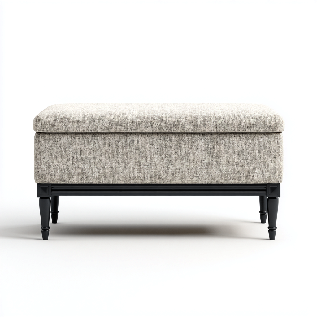 Panca per letto imbottita con contenitore in tessuto 100x40x45 cm - grigio chiaro - per camera da letto - design moderno-Denmynest