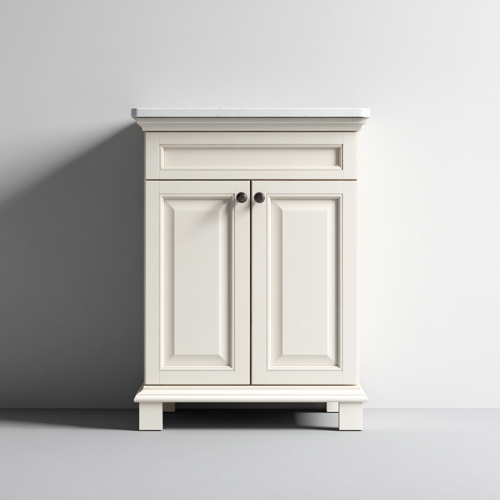 Mobile lavabo da terra con piano superiore 60x45x85 cm - beige chiaro - adatto al bagno - design classico sobrio-Denmynest