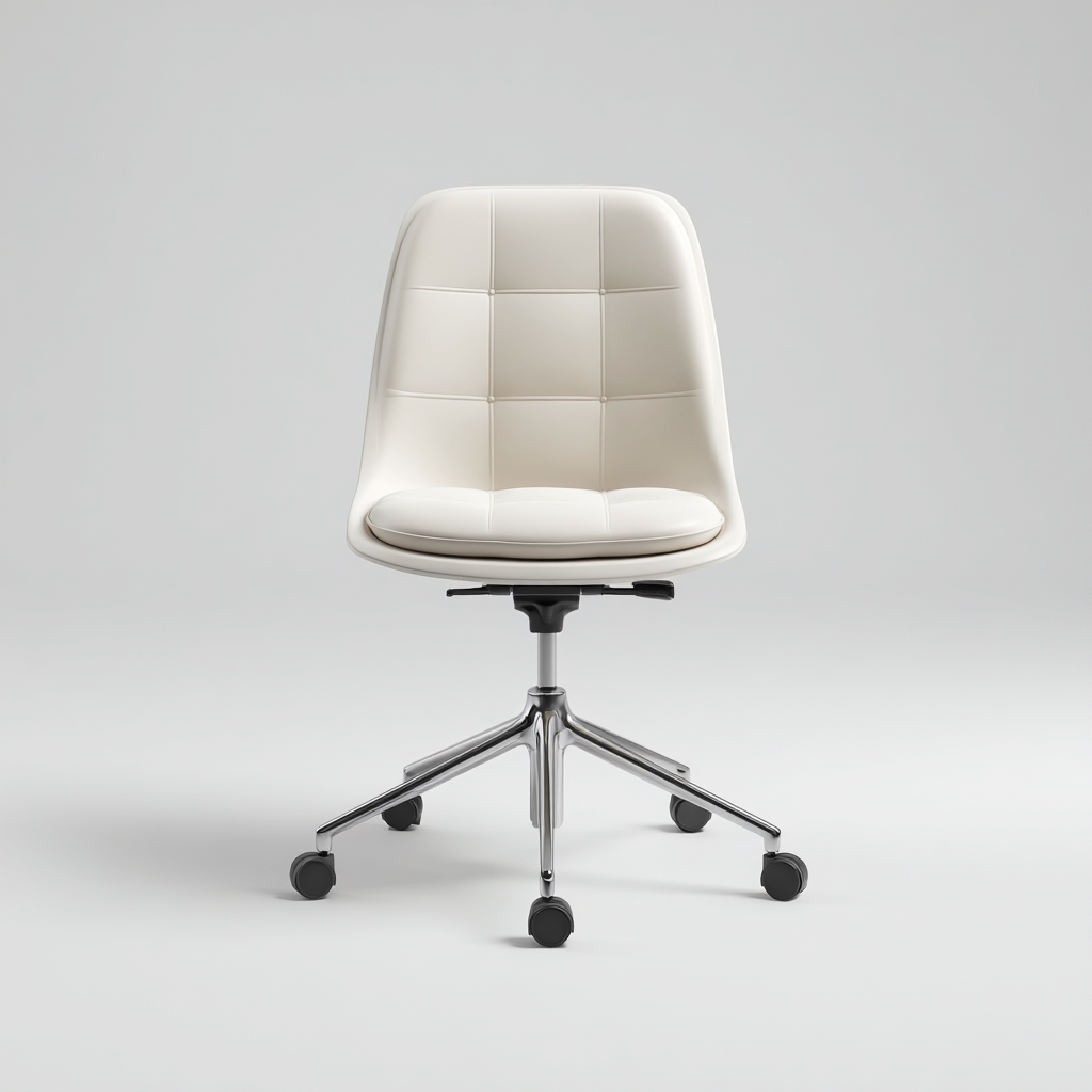 Sedia da ufficio rivestimento in similpelle imbottita 58x56x102 cm - bianco - design moderno per ufficio-Denmynest