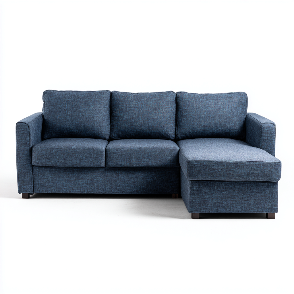 Divano angolare in tessuto 240x155x85 cm - blu scuro - per soggiorno - stile moderno-Denmynest