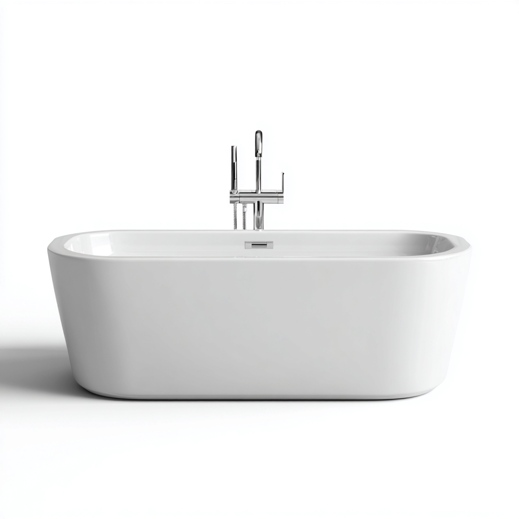 Vasca da bagno freestanding ceramica 170x75x58 cm - bianco - adatta per bagno - design moderno-Denmynest