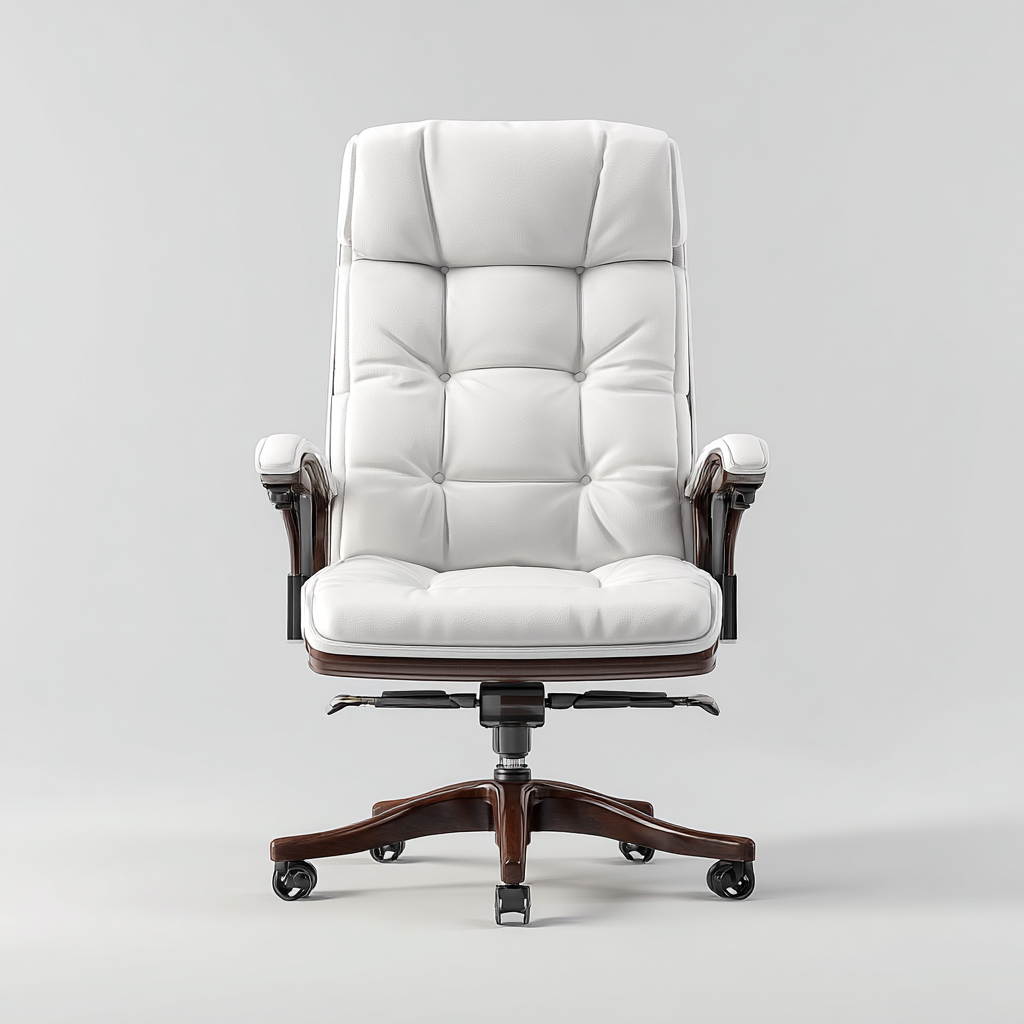 Sedia da ufficio rivestimento in similpelle imbottita 65x65x115 cm - bianco - marrone - design classico per ufficio-Denmynest