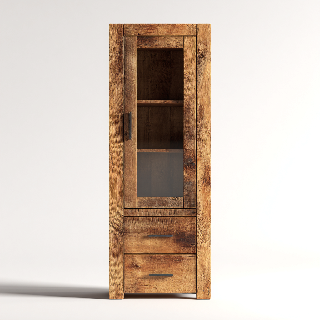 Vetrina in legno 55x40x190 cm - colore marrone - per cucina-Denmynest