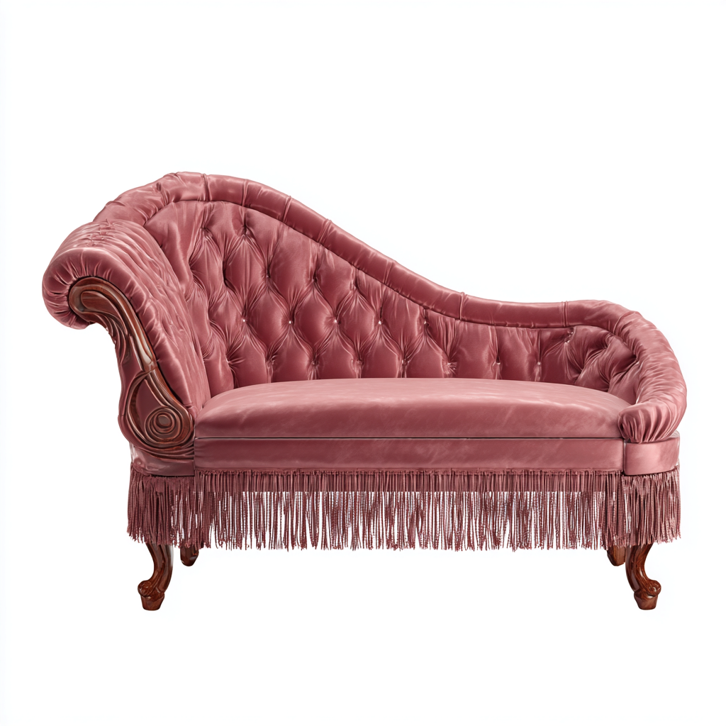 Chaise longue in velluto 176x76x84 cm - rosa antico - per soggiorno - stile classico-Denmynest