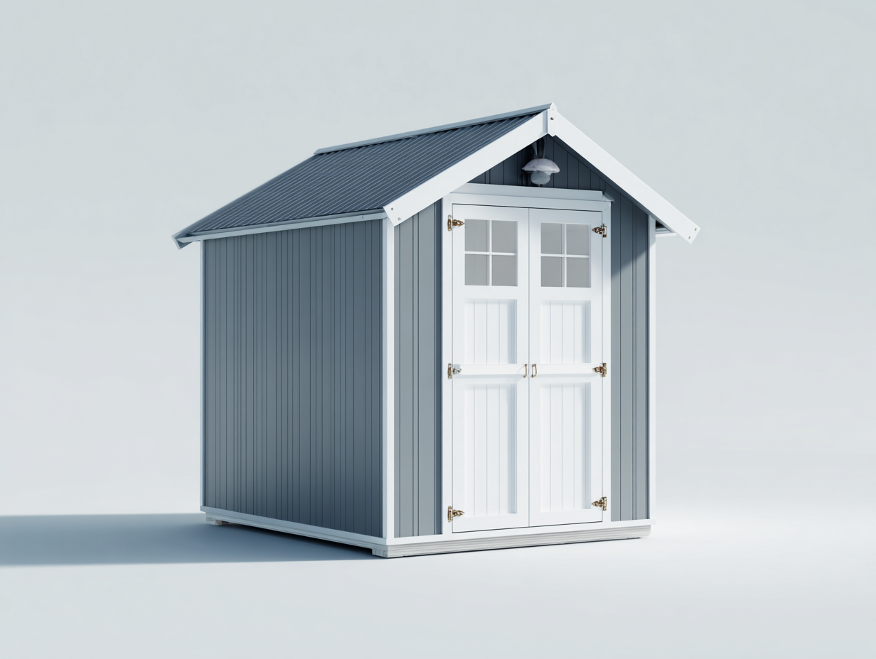 Casetas de jardín madera 200x160x210 cm - gris y blanco - estilo clásico-Roommyhaus