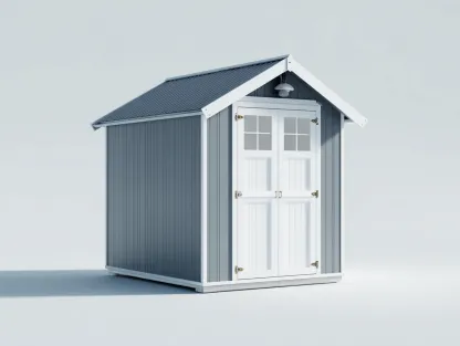 Casetas de jardín madera 200x160x210 cm - gris y blanco - estilo clásico-Roommyhaus