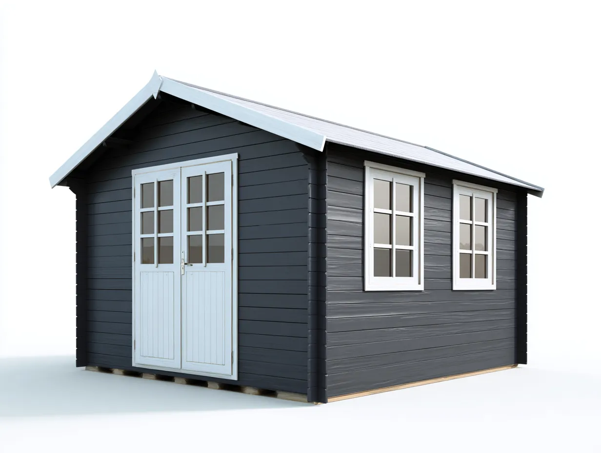 Casetas de jardín madera 300x220x230 cm gris-blanco diseño moderno almacenamiento exterior-Roommyhaus